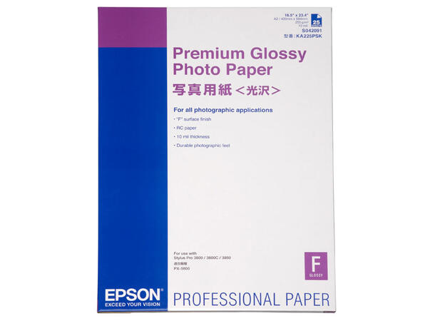 Epson Premium Glossy Photo Paper A2 A2 25 ark